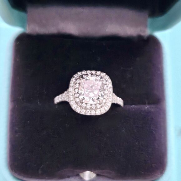 Tiffany & Co. Soleste Cushion Double Halo Diamond Engagement Ring 1.63 ct D VS1 - Picture 3 of 12